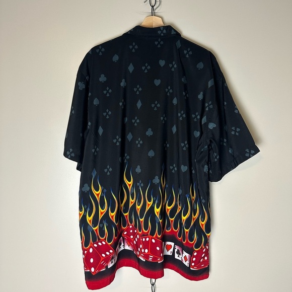 Vintage Flaming Dice And Cards Button-up Shirt Large - Picture 2 of 4